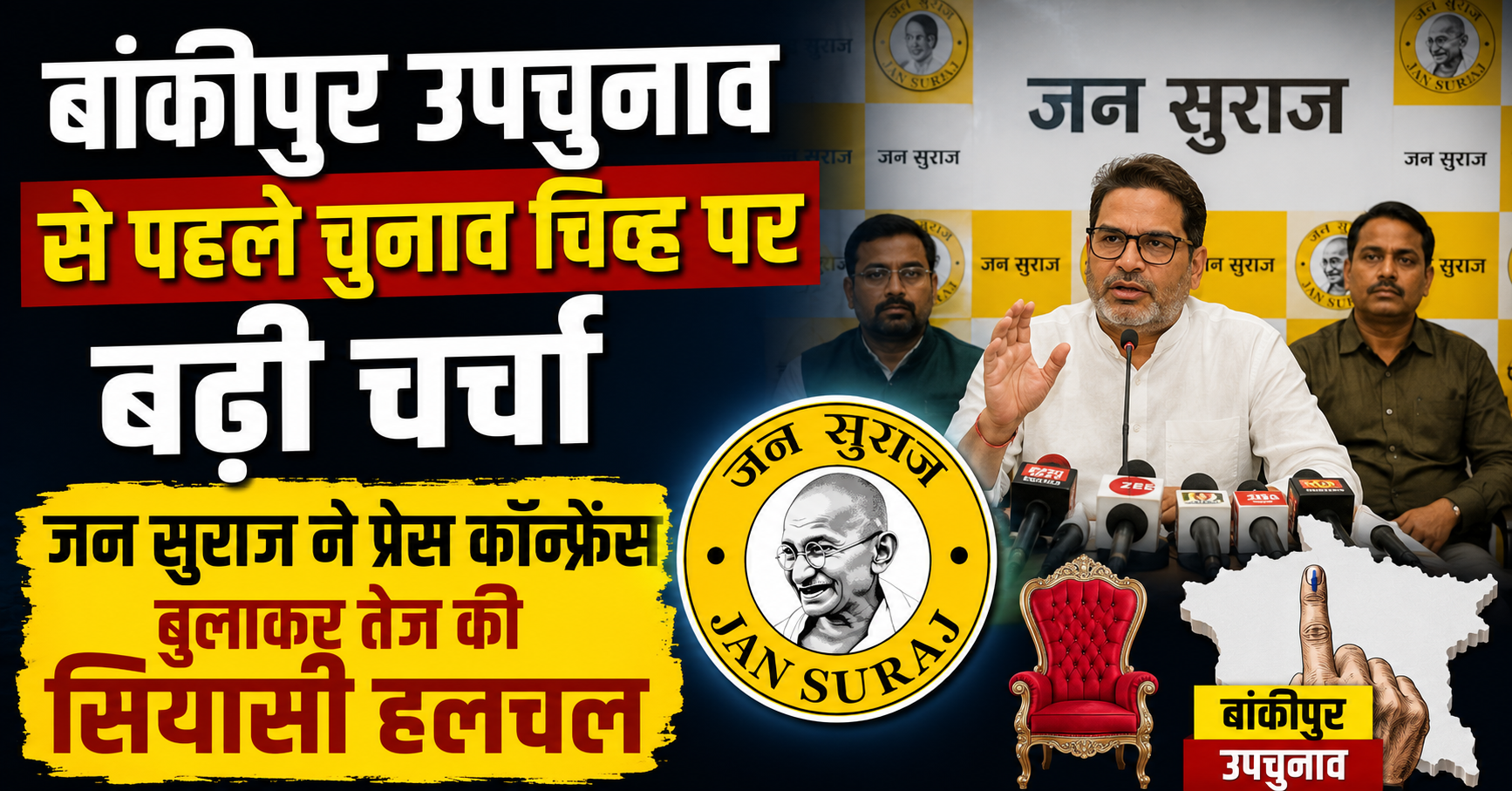 बांकीपुर उपचुनाव से पहले चुनाव चिह्न पर बढ़ी चर्चा, जन सुराज ने प्रेस कॉन्फ्रेंस बुलाकर तेज की सियासी हलचल