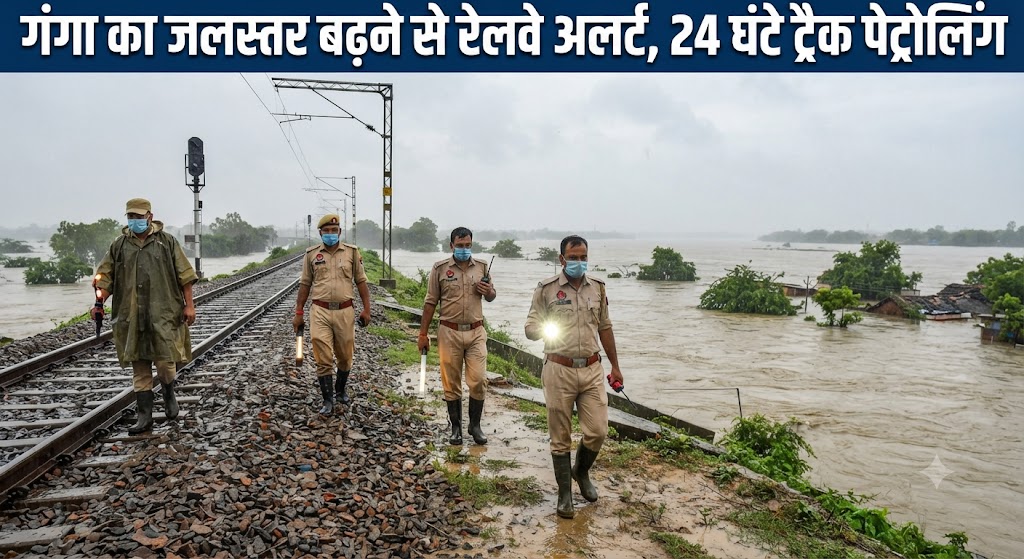 Railway Authorities on Alert as Ganga Water Level Rises in Bhagalpur Round-the-Clock Track Patrolling Ordered Amid Flood Risk and Concerns Over Erosion and Track Subsidence