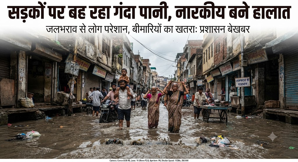 नगर निगम कर्मियों की अनिश्चितकालीन हड़ताल से चरमराई व्यवस्था; जलनिकासी और नाला उड़ाही का कार्य पूरी तरह ठप, सड़कों पर बह रहा गंदा पानी, नारकीय बने हालात