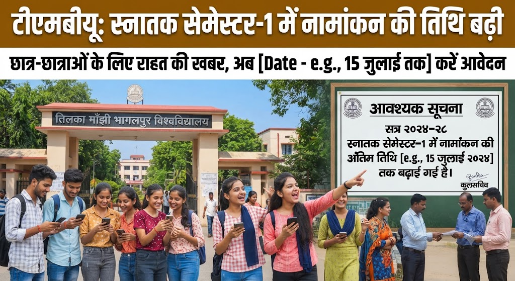टीएमबीयू में स्नातक सेमेस्टर-1 में नामांकन की तिथि बढ़ी; तकनीकी बाधाओं के कारण कई कॉलेजों में रुकी थी प्रक्रिया, अब छात्र 8 अगस्त की रात 8 बजे तक ले सकेंगे एडमिशन