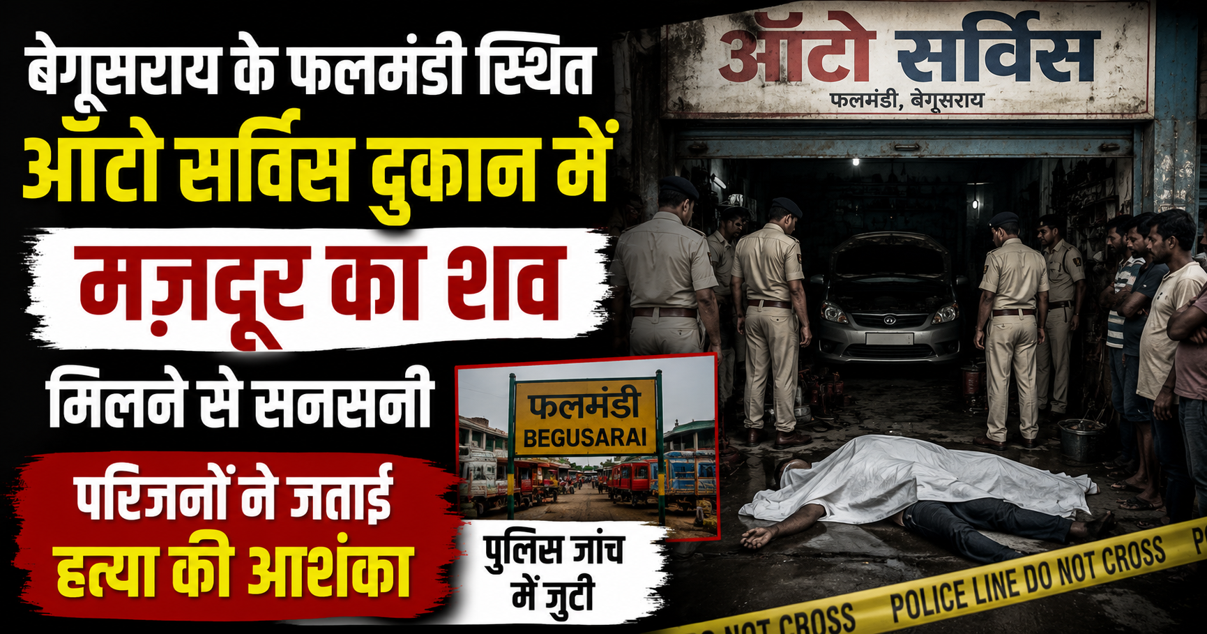 बेगूसराय के फलमंडी स्थित ऑटो सर्विस दुकान में मजदूर का शव मिलने से सनसनी, परिजनों ने जताई हत्या की आशंका; पुलिस जांच में जुटी