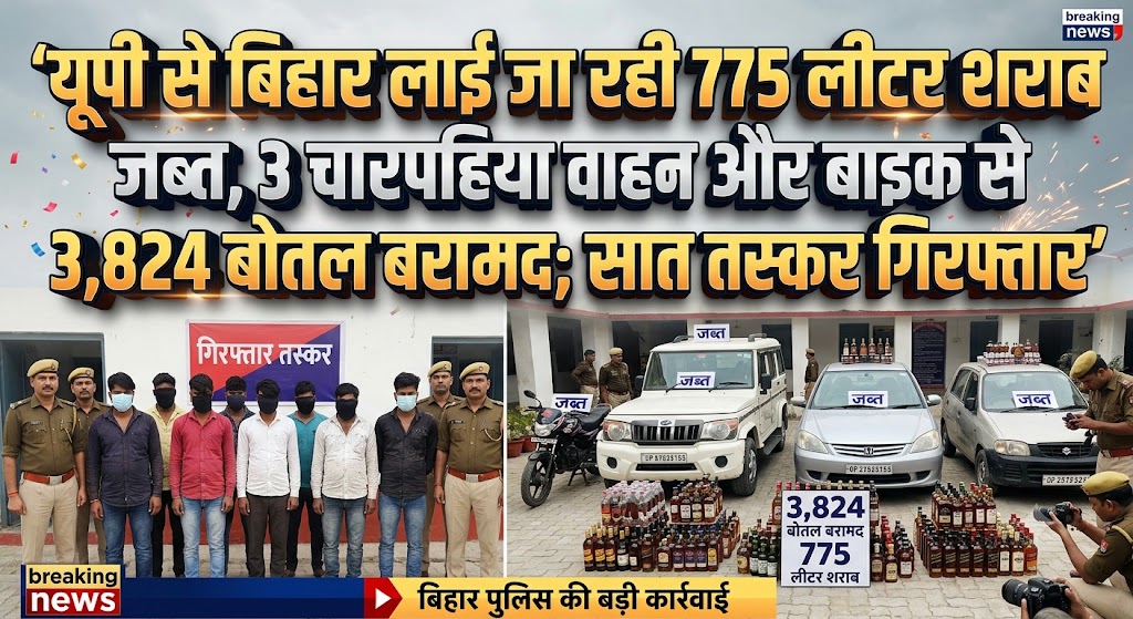 775 Litres of Liquor Seized, 3,824 Bottles Recovered From Three Cars and a Bike; Seven Smugglers Arrested