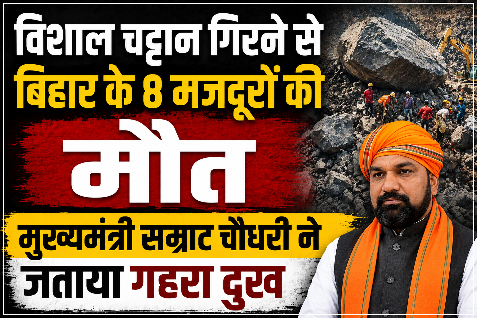 विशाल चट्टान गिरने से बिहार के 8 मजदूरों की मौत, मुख्यमंत्री सम्राट चौधरी ने जताया गहरा दुख