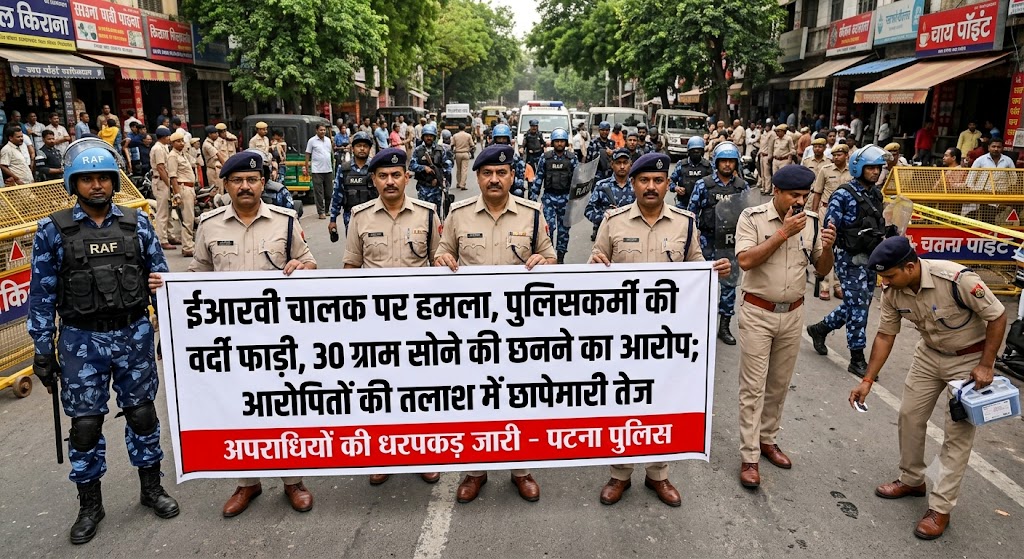 ईआरवी चालक पर हमला, पुलिसकर्मी की वर्दी फाड़ी, 30 ग्राम सोने की चेन छीनने का आरोप; आरोपितों की तलाश में छापेमारी तेज