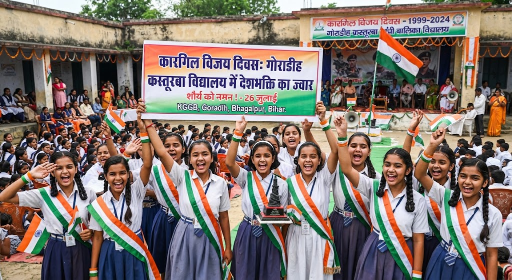 गोराडीह के कस्तूरबा गांधी बालिका विद्यालय में कारगिल विजय दिवस पर देशभक्ति का जज्बा; छात्राओं ने पेंटिंग और मानव शिखर बनाकर शहीदों को दी भावभीनी श्रद्धांजलि