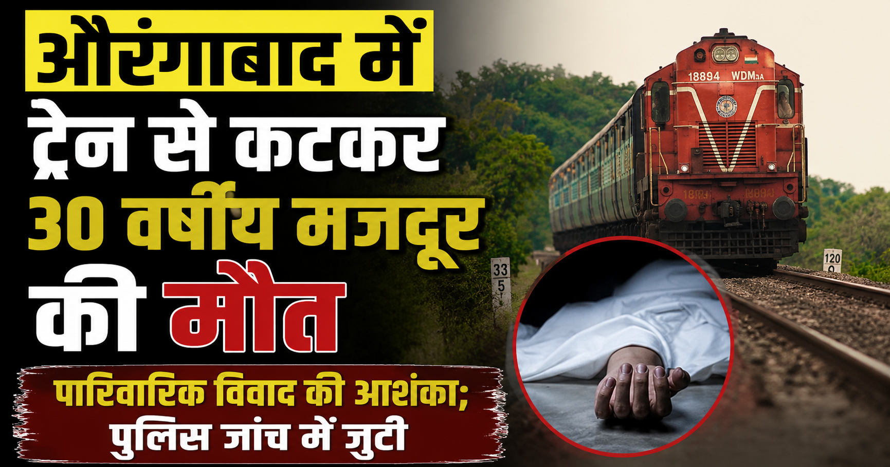 30-Year-Old Labourer Dies After Being Hit by Train in Aurangabad, Police Probe All Possible Angles