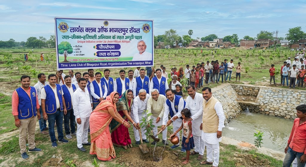 Under the Jal-Jivan-Hariyali campaign, Lions Club of Bhagalpur Royal launched a unique initiative; a massive tree plantation-cum-awareness campaign was conducted in the city for environmental conservation.