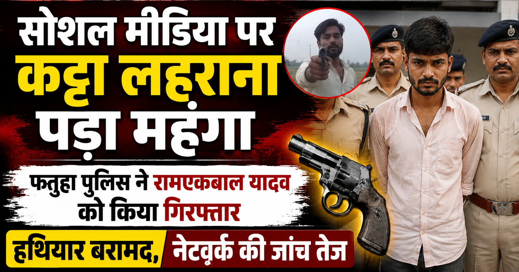 सोशल मीडिया पर कट्टा लहराना पड़ा महंगा, फतुहा पुलिस ने रामएकबाल यादव को किया गिरफ्तार; हथियार बरामद, नेटवर्क की जांच तेज