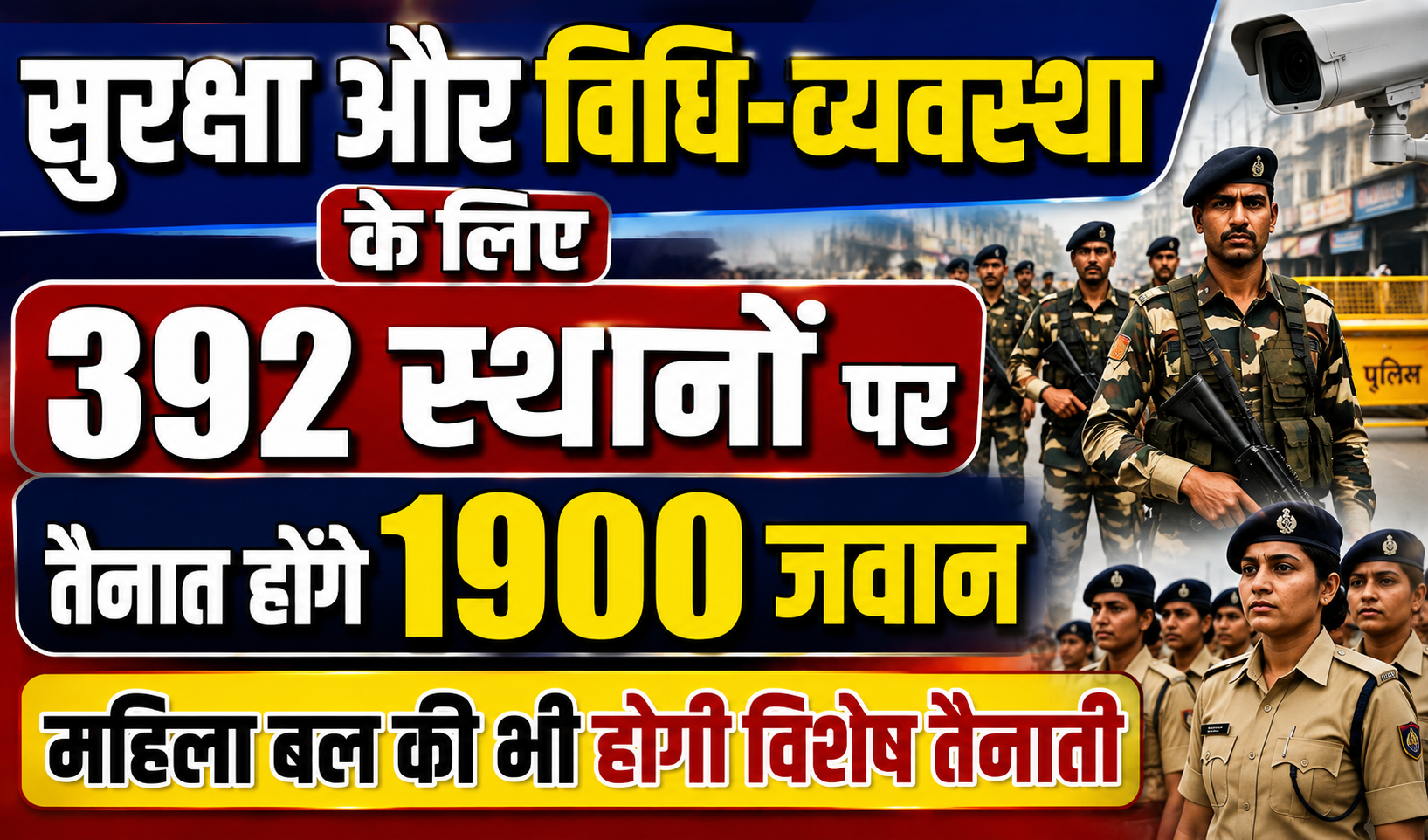 1,900 Personnel to Be Deployed Across 392 Locations for Security and Law & Order, Special Deployment of Women Force Also Arranged