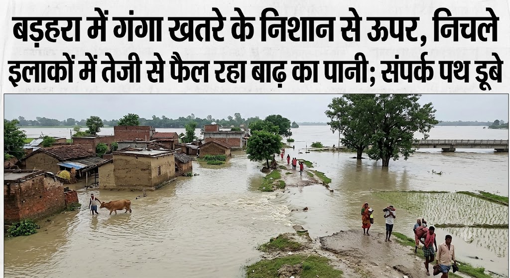 बड़हरा में गंगा खतरे के निशान से ऊपर, निचले इलाकों में तेजी से फैल रहा बाढ़ का पानी; संपर्क पथ डूबे