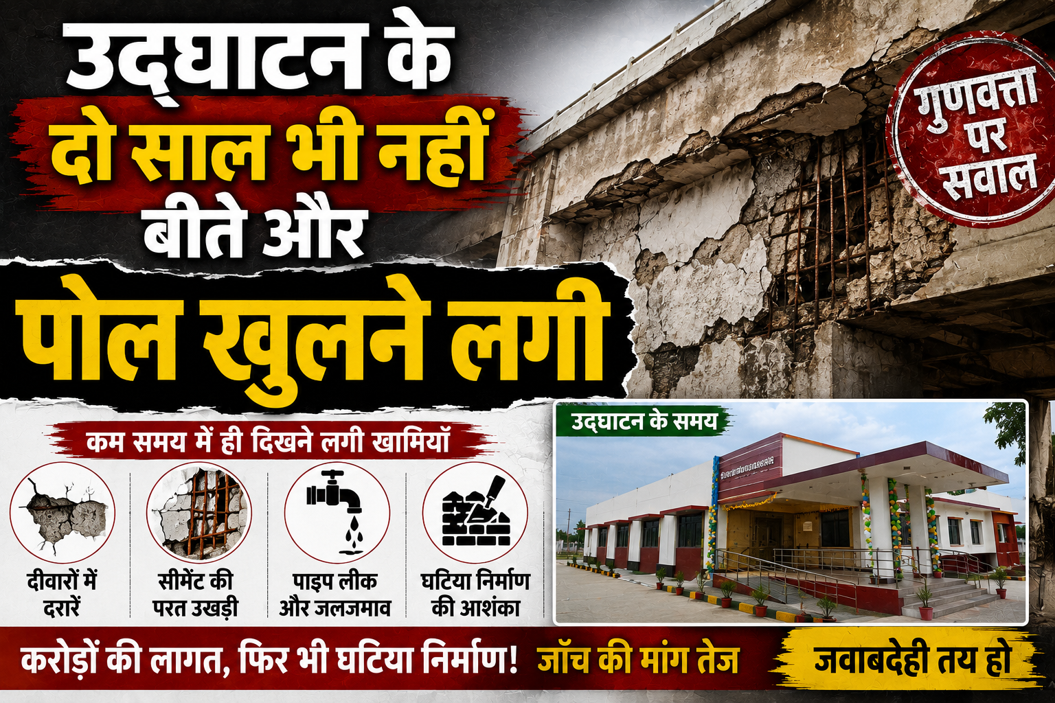 उद्घाटन के दो साल भी नहीं बीते और पोल खुलने लगी; सदर अस्पताल के मॉडल भवन में बारिश का पानी टपकने से मचा हड़कंप, संक्रमण के साए में जीने को मजबूर हैं मरीज और तीमारदार