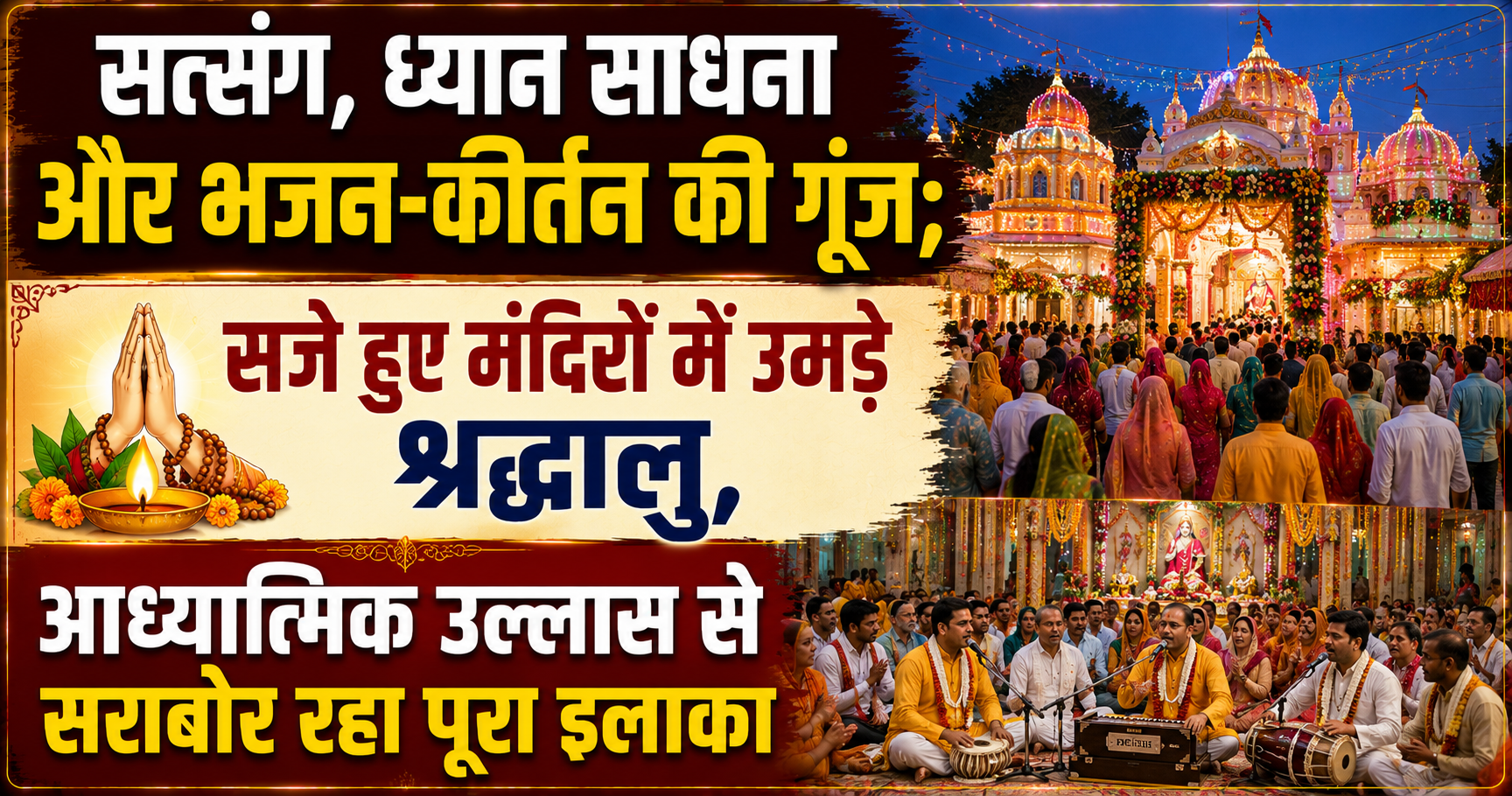 सत्संग, ध्यान साधना और भजन-कीर्तन की गूंज; सजे हुए मंदिरों में उमड़े श्रद्धालु, आध्यात्मिक उल्लास से सराबोर रहा पूरा इलाका