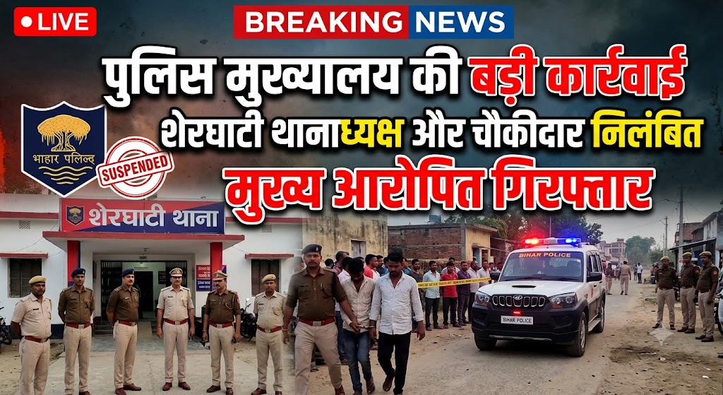 पुलिस मुख्यालय की बड़ी कार्रवाई, शेरघाटी थानाध्यक्ष और चौकीदार निलंबित; मुख्य आरोपित गिरफ्तार