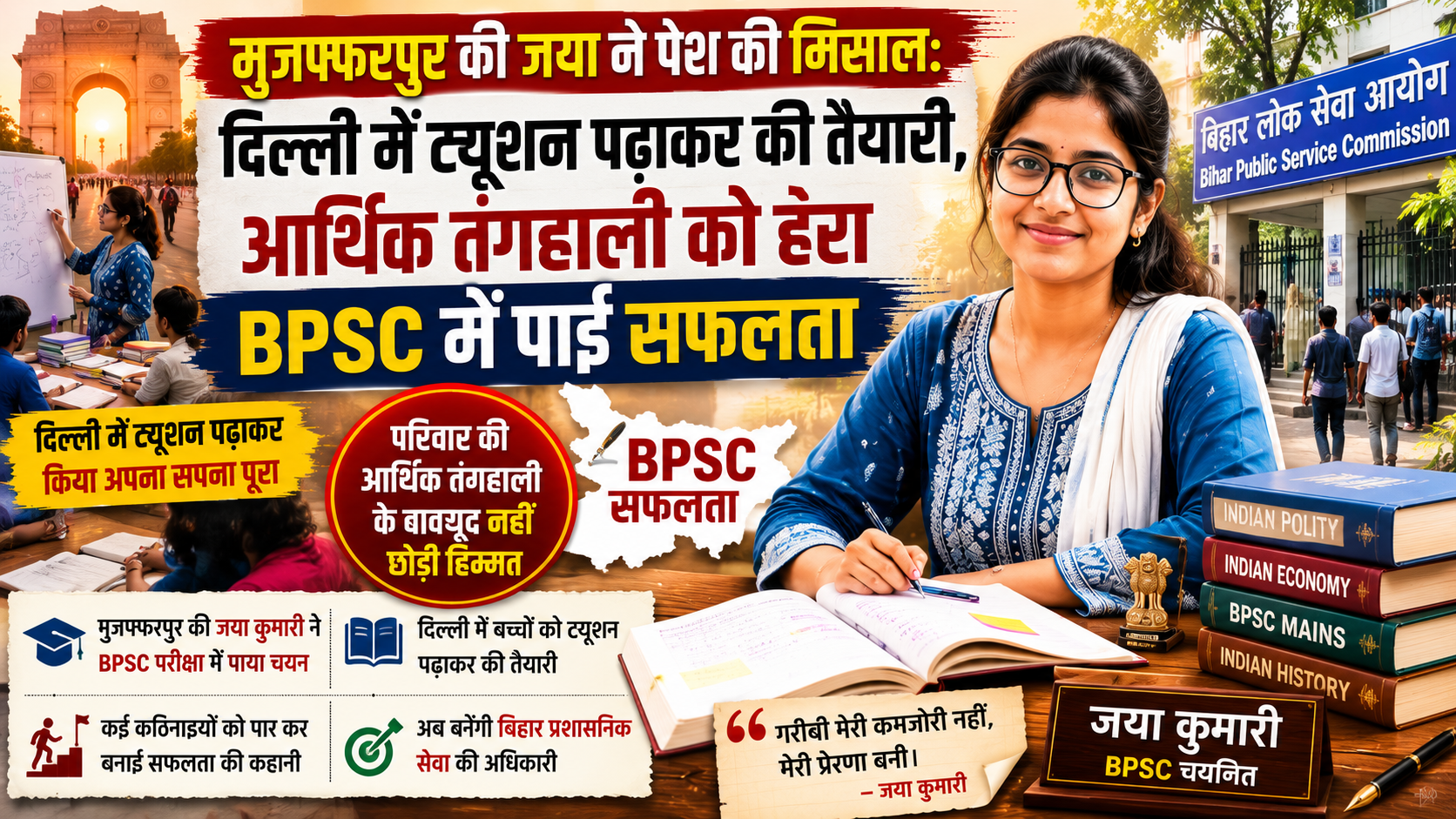 Muzaffarpur’s Jaya Sets an Example: Defies Poverty, Tutors Students in Delhi to Crack BPSC Exam