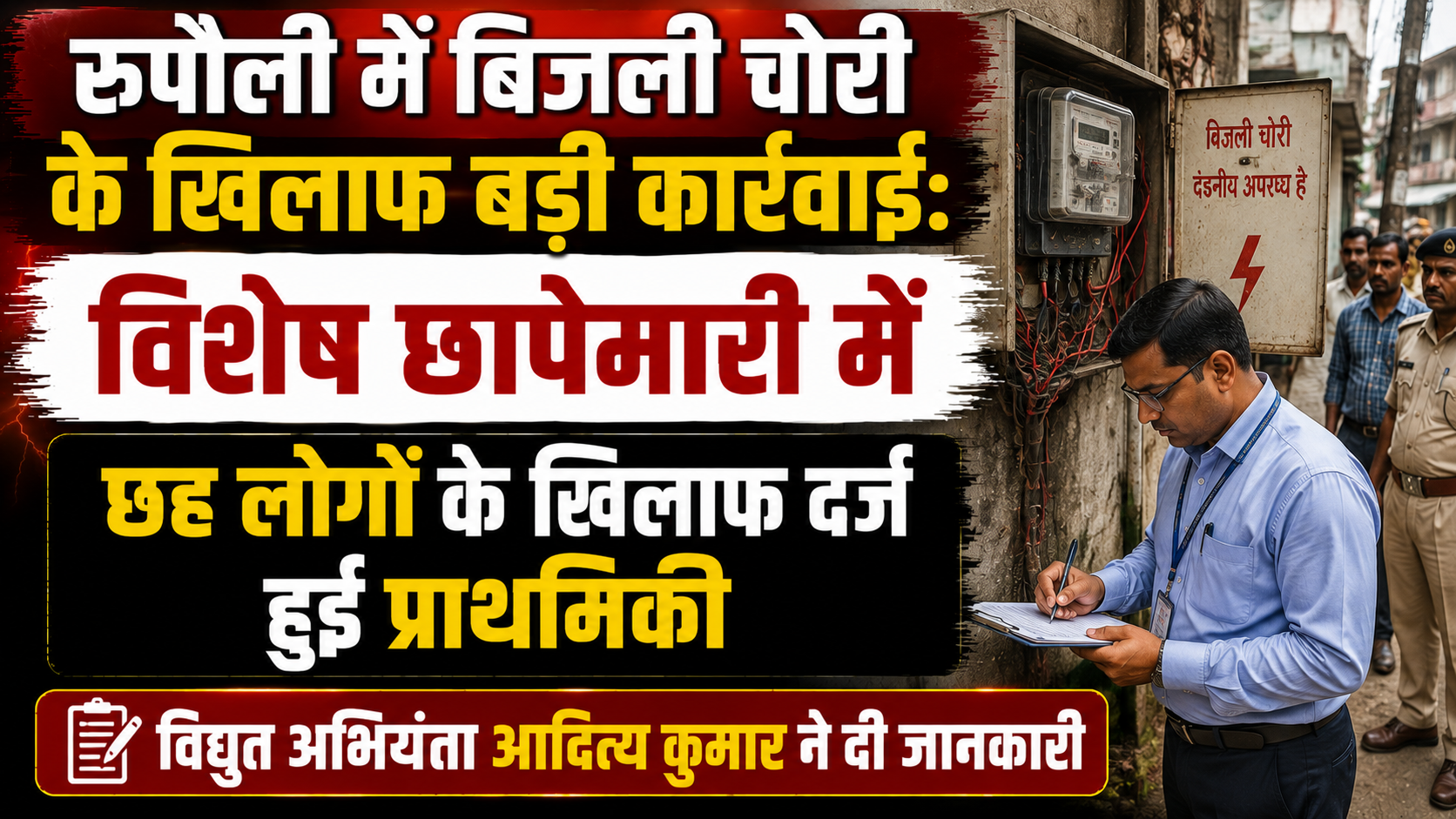 रूपौली में बिजली चोरी के खिलाफ बड़ी कार्रवाई: विशेष छापेमारी में छह लोगों के खिलाफ दर्ज हुई प्राथमिकी; विद्युत अभियंता आदित्य कुमार ने दी जानकारी