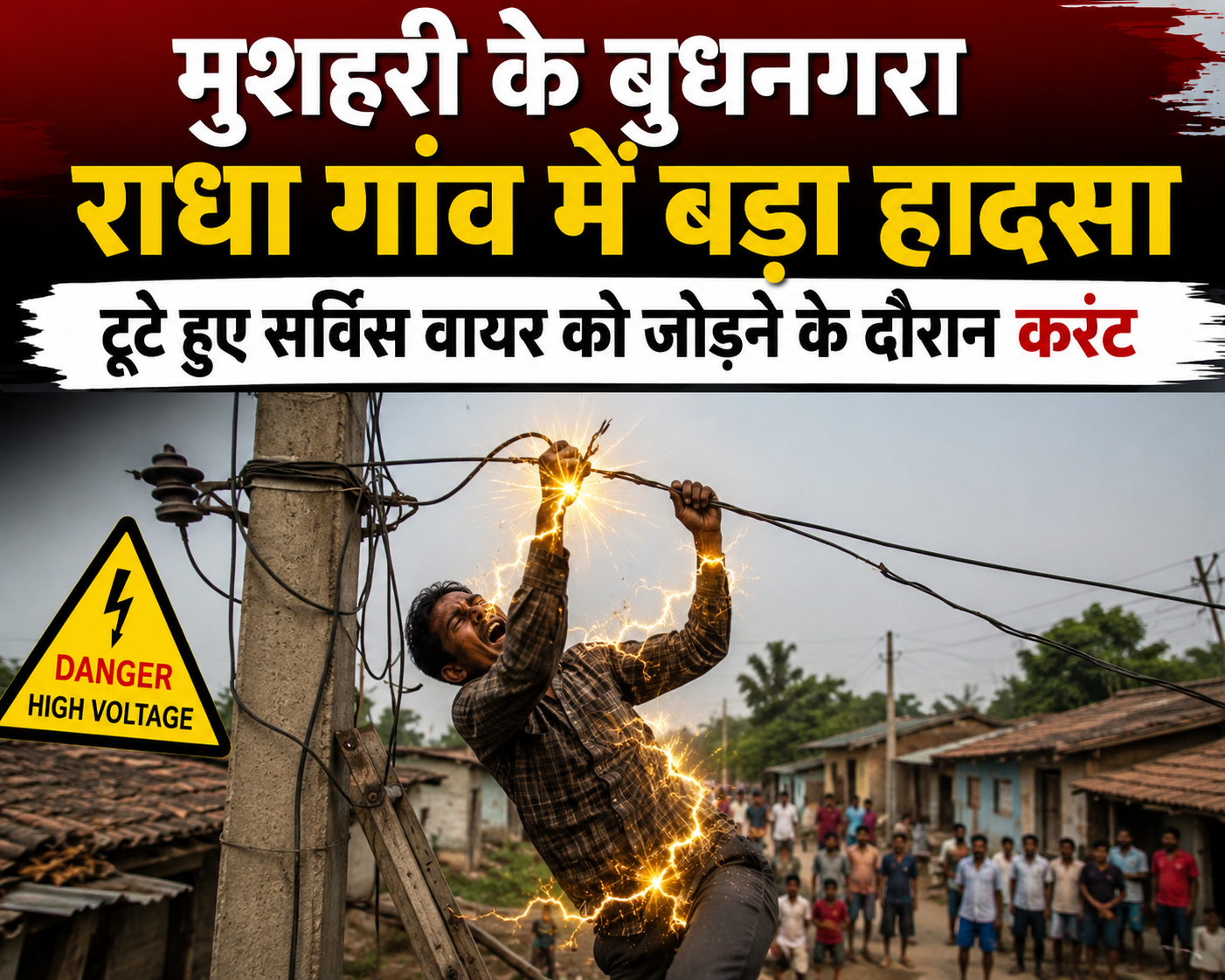 मुशहरी के बुधनगरा राधा गांव में बड़ा हादसाटूटे हुए सर्विस वायर को जोड़ने के दौरान करंट लगने से 35 वर्षीय मजदूर सुरेश राम की दर्दनाक मौत घटना से पहले दोपहर तीन बजे अचानक गुल हुई थी बिजली, परिजनों में कोहराम और ग्रामीणों में आक्रोश