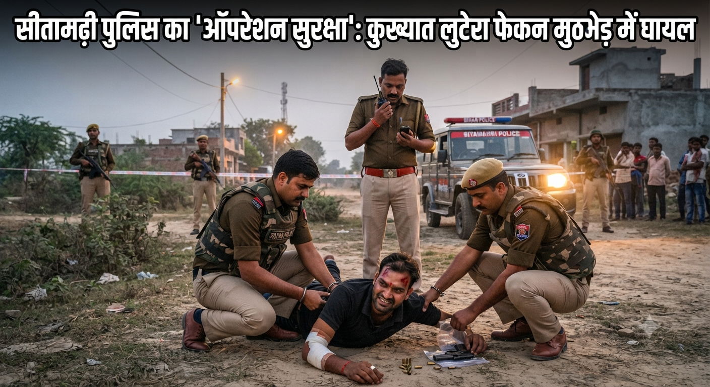 सीतामढ़ी पुलिस का 'ऑपरेशन सुरक्षा': कुख्यात लुटेरा फेकन मुठभेड़ में घायल