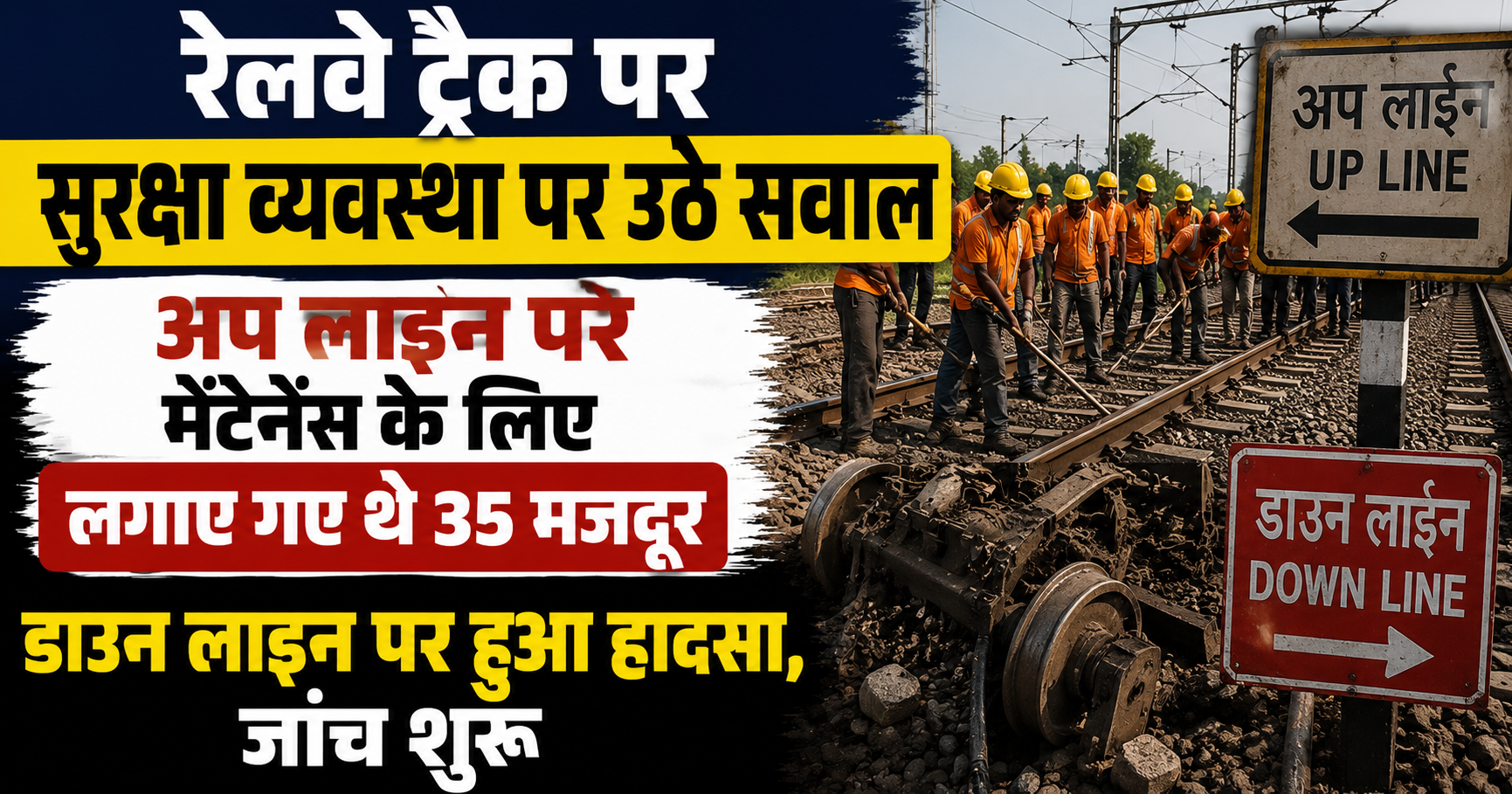 रेलवे ट्रैक पर सुरक्षा व्यवस्था पर उठे सवाल, अप लाइन पर मेंटेनेंस के लिए लगाए गए थे 35 मजदूर; डाउन लाइन पर हुआ हादसा, जांच शुरू