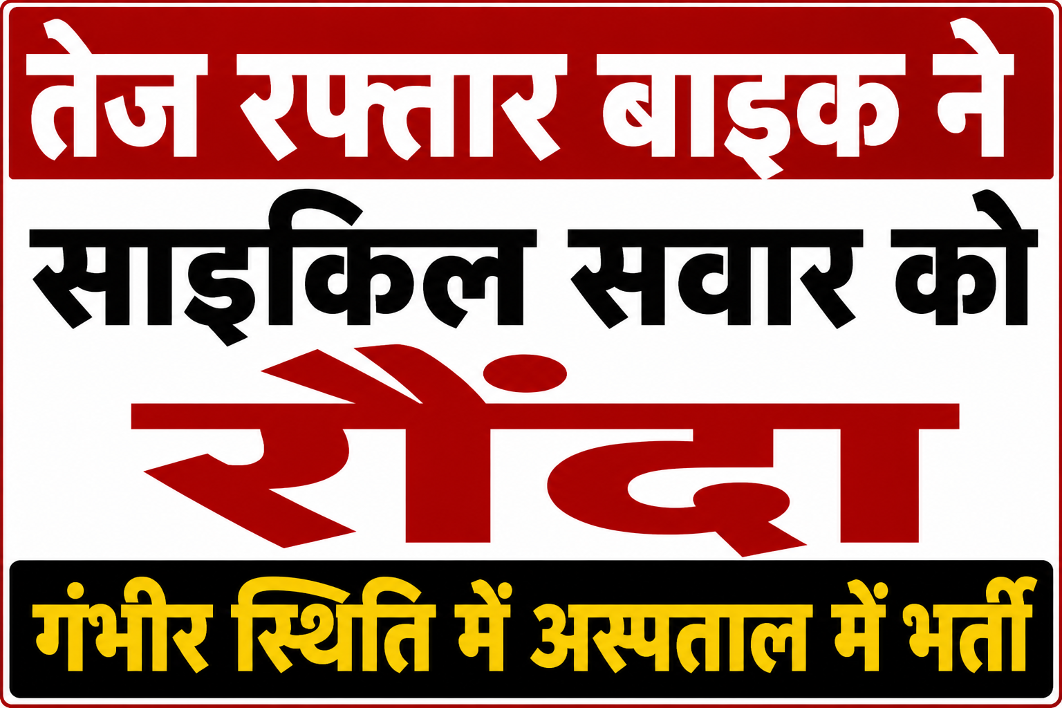 तेज रफ्तार बाइक ने साइकिल सवार को रौंदा, गंभीर स्थिति में अस्पताल में भर्ती