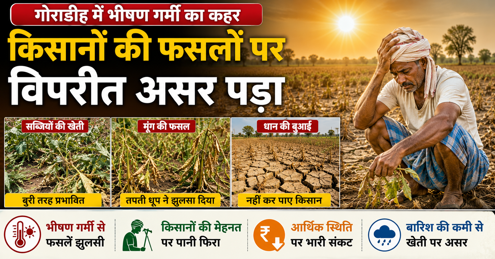 गोराडीह में कुदरत का कहर: भीषण गर्मी से झुलसी किसानों की उम्मीदें, खेती-किसानी ठप