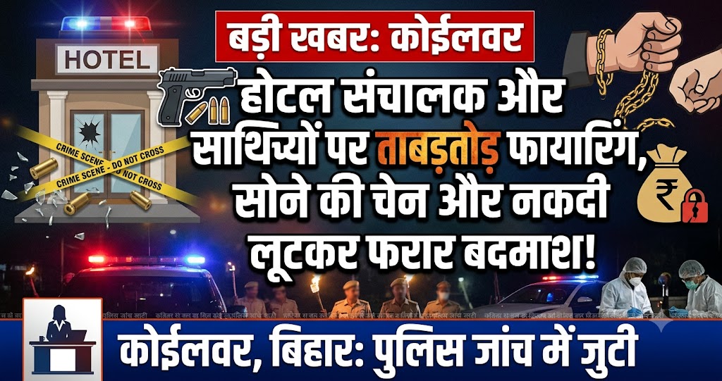 कोईलवर में होटल संचालक और साथियों पर ताबड़तोड़ फायरिंग, सोने की चेन और नकदी लूटकर फरार हुए बदमाश; पुलिस जांच में जुटी