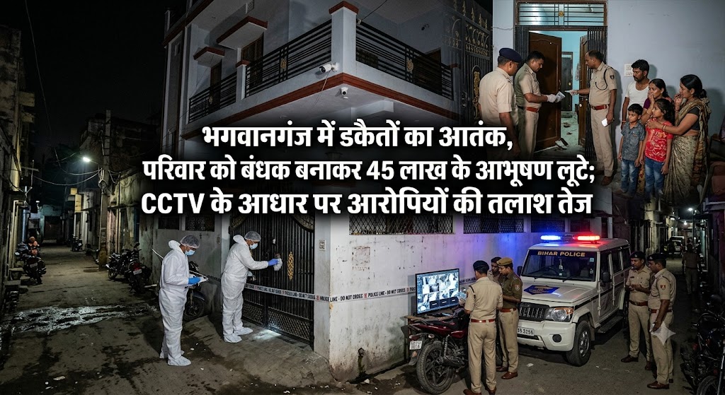 भगवानगंज में डकैतों का आतंक, परिवार को बंधक बनाकर 45 लाख के आभूषण लूटे; CCTV के आधार पर आरोपियों की तलाश तेज