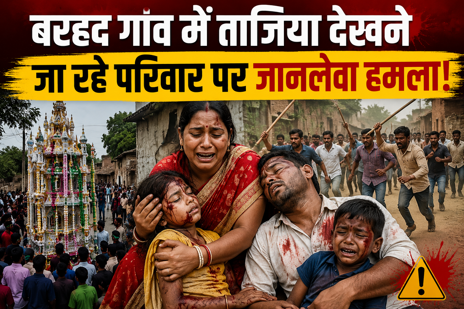 बरहद गांव में ताजिया देखने जा रहे परिवार पर जानलेवा हमला!