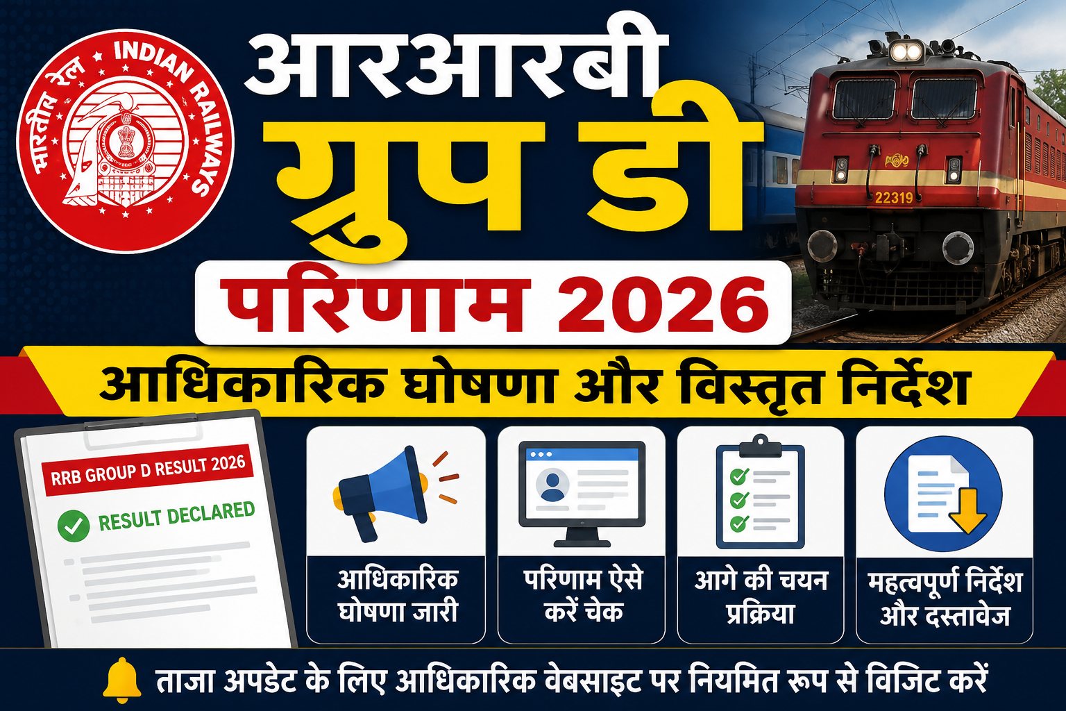 आरआरबी ग्रुप डी परिणाम 2026: आधिकारिक घोषणा और विस्तृत निर्देश