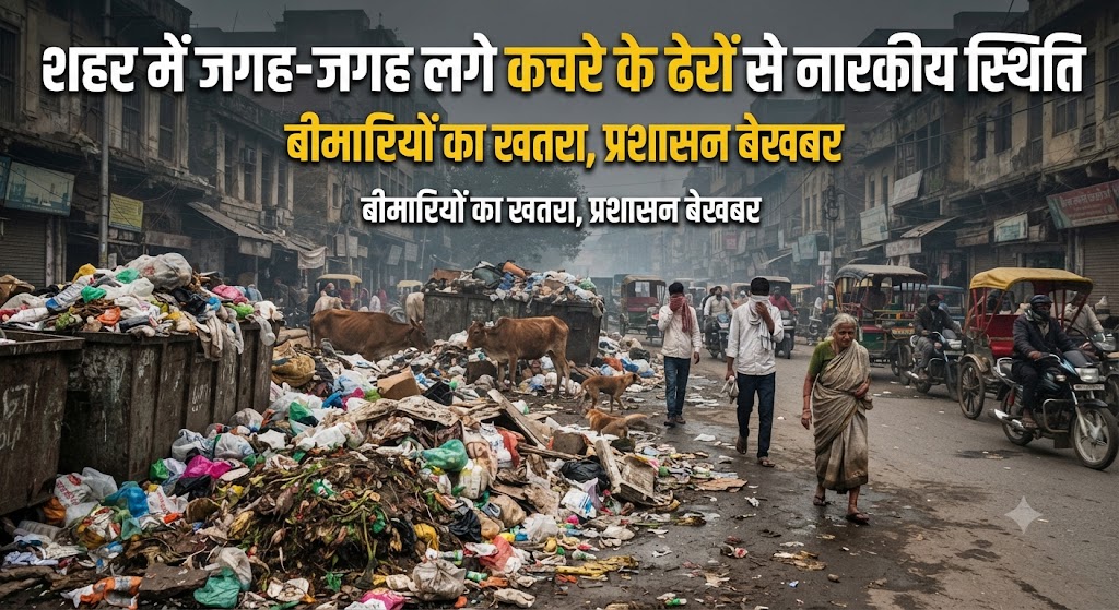 शहर में जगह-जगह लगे कचरे के ढेरों से नारकीय बनी स्थिति, राहगीरों का चलना हुआ मुश्किल; भीषण दुर्गंध और संक्रामक बीमारियों की आशंका से सहमे लोग