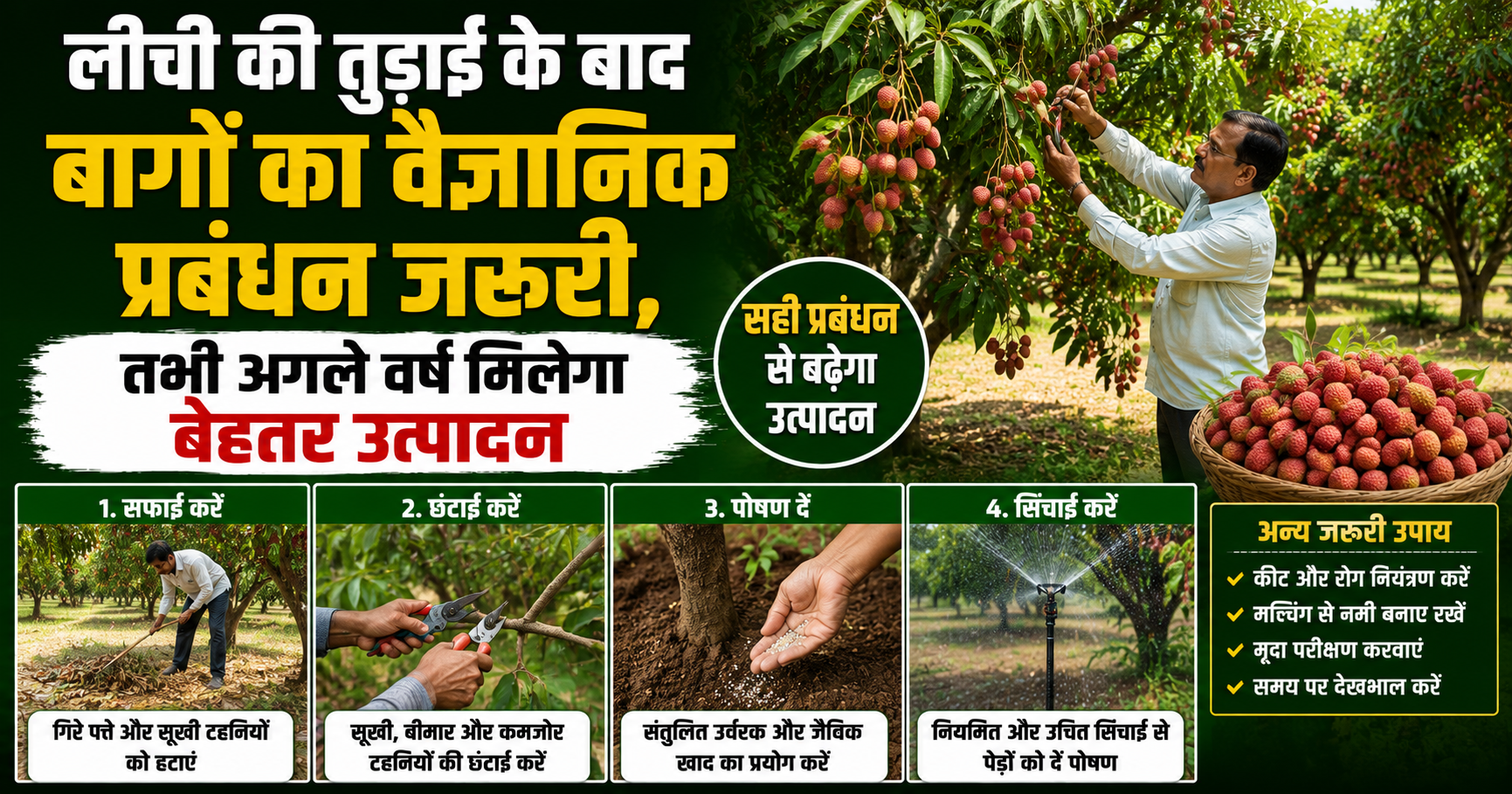 लीची की तुड़ाई के बाद बागों का वैज्ञानिक प्रबंधन जरूरी, तभी अगले वर्ष मिलेगा बेहतर उत्पादन