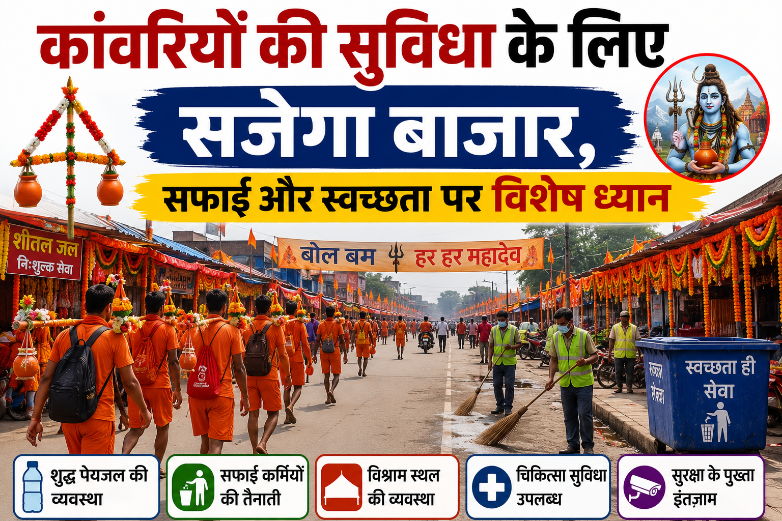 कांवरियों की सुविधा के लिए सजेगा बाजार, सफाई और स्वच्छता पर विशेष ध्यान