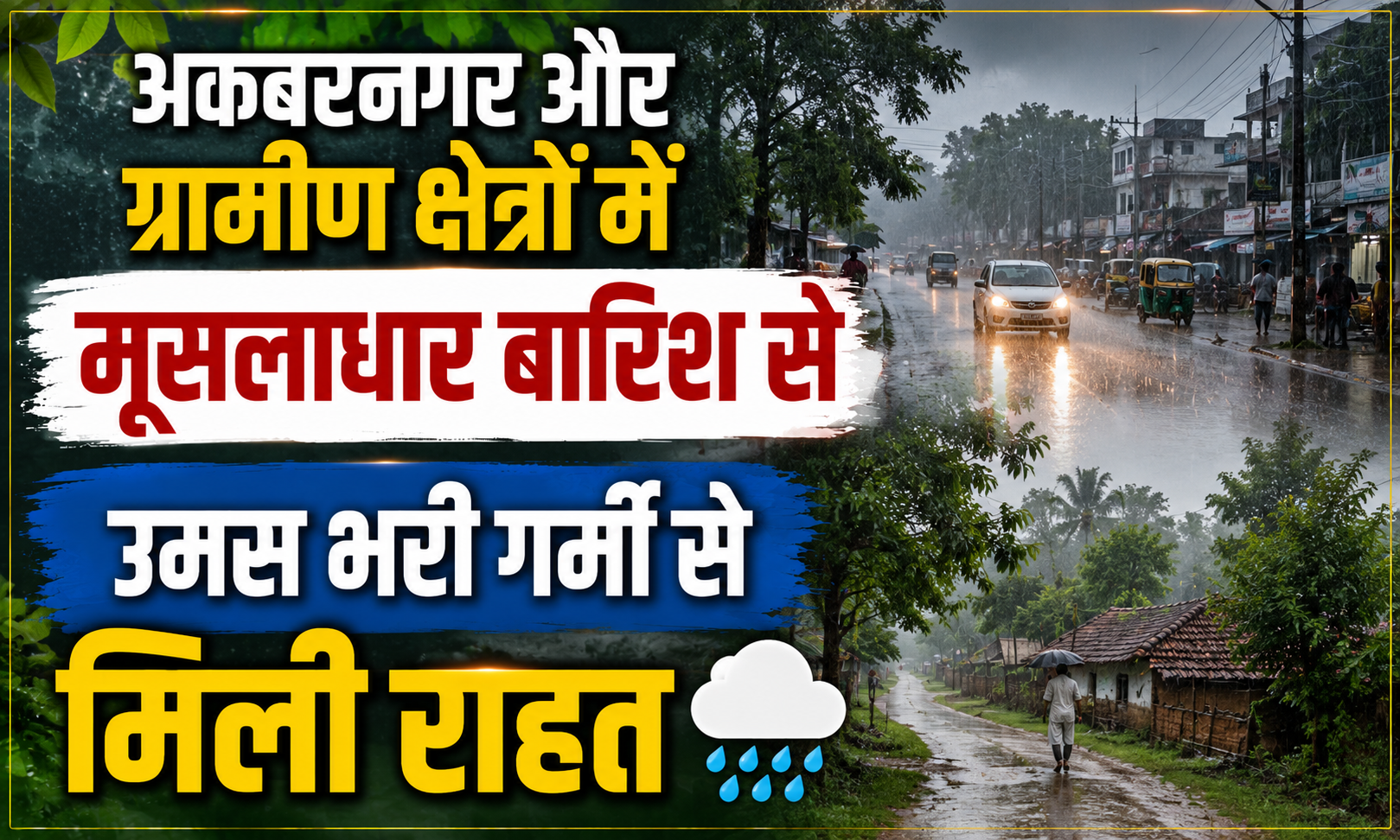 अकबरनगर और ग्रामीण क्षेत्रों में मूसलाधार बारिश से उमस भरी गर्मी से मिली राहत; तापमान में आई भारी गिरावट, झमाझम फुहारों से खिले किसानों के चेहरे