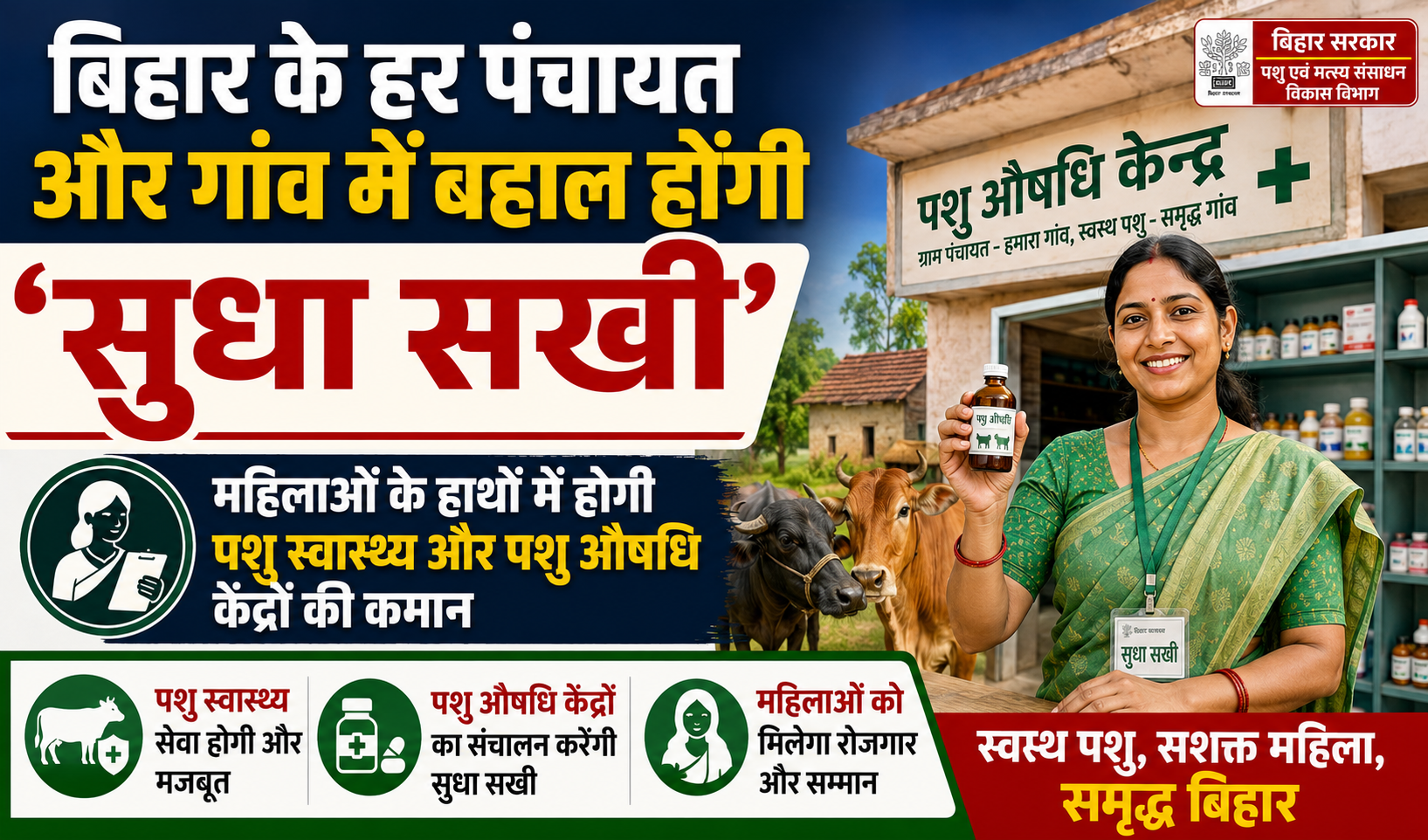 बिहार के हर पंचायत और गांव में बहाल होंगी 'सुधा सखी', महिलाओं के हाथों में होगी पशु स्वास्थ्य और पशु औषधि केंद्रों की कमान