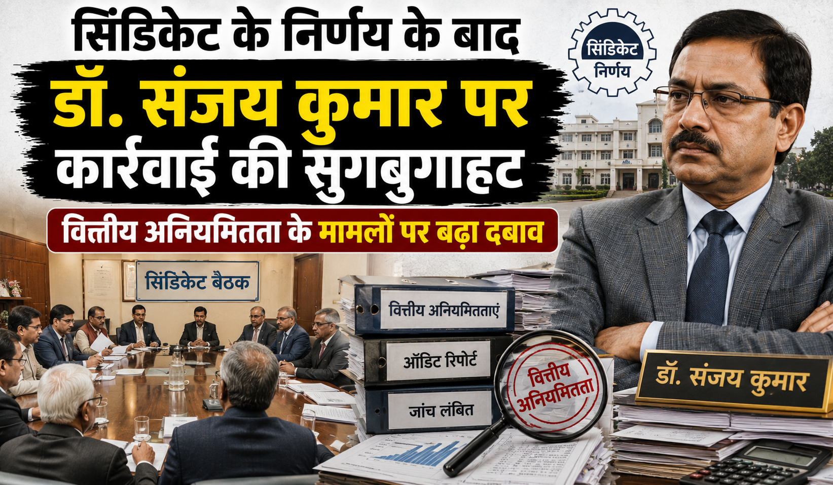 सिंडिकेट के निर्णय के बाद डॉ. संजय कुमार पर कार्रवाई की सुगबुगाहट, वित्तीय अनियमितता के मामलों पर बढ़ा दबाव