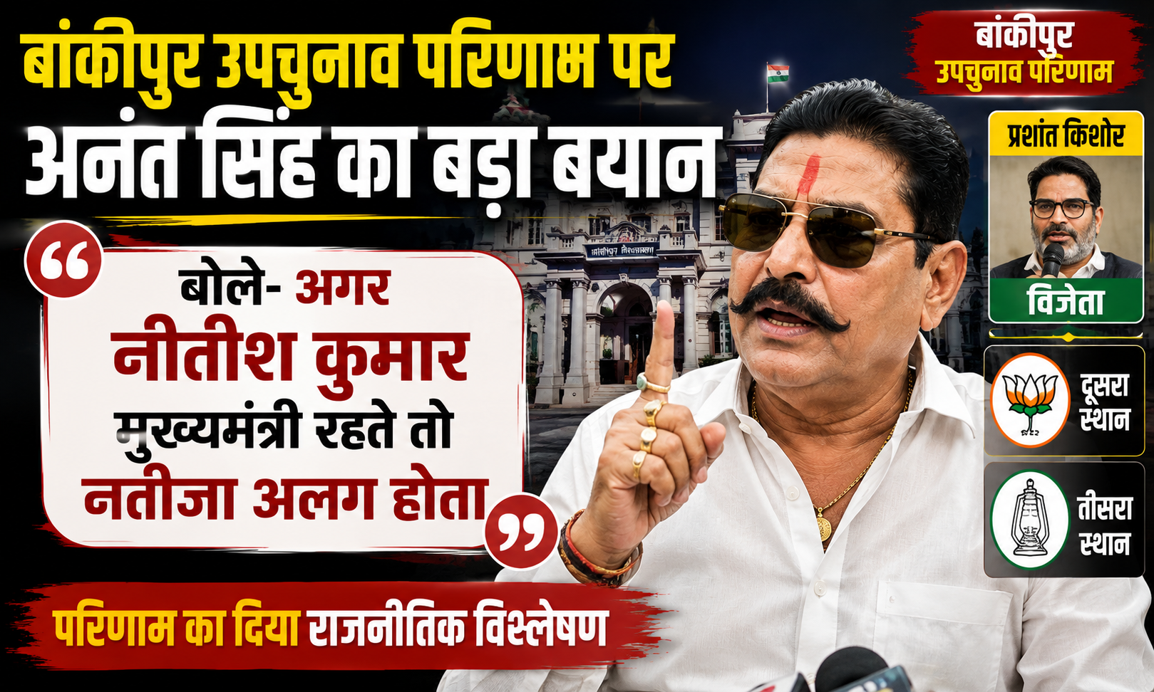 बांकीपुर उपचुनाव परिणाम पर अनंत सिंह का बड़ा बयान, बोले- अगर नीतीश कुमार मुख्यमंत्री रहते तो नतीजा अलग होता