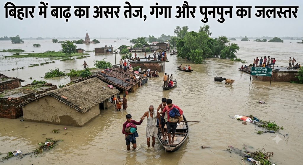 Flood Impact Visible in Several Parts of Bihar as Ganga and Punpun Water Levels Rise STP Shut Down for Safety Due to High Water Levels, Sewage Treatment Disrupted; Chief Minister Reviews Flood-Affected Areas