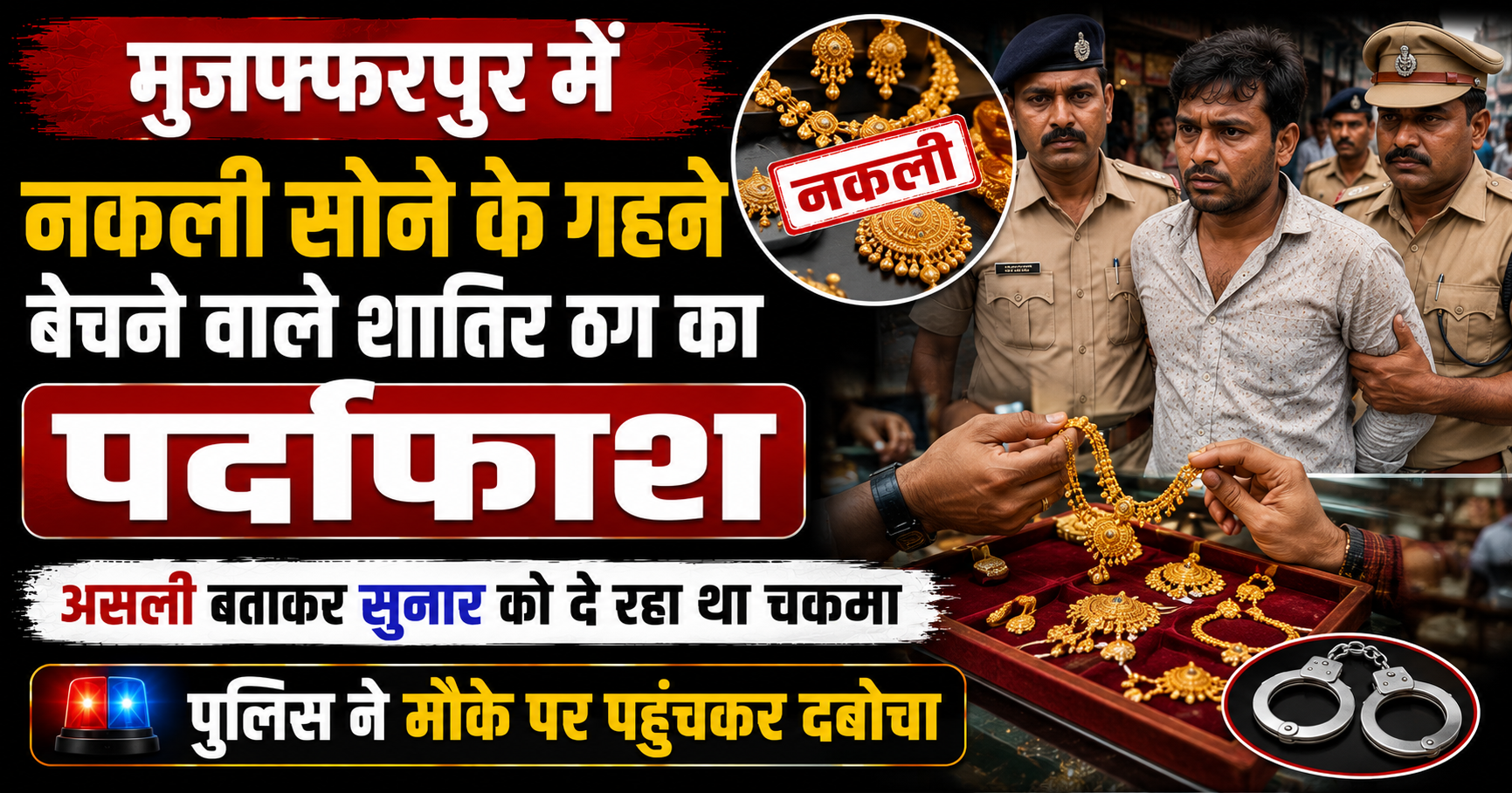 मुजफ्फरपुर में नकली सोने के गहने बेचने वाले शातिर ठग का पर्दाफाश: असली बताकर सुनार को दे रहा था चकमा, पुलिस ने मौके पर पहुंचकर दबोचा