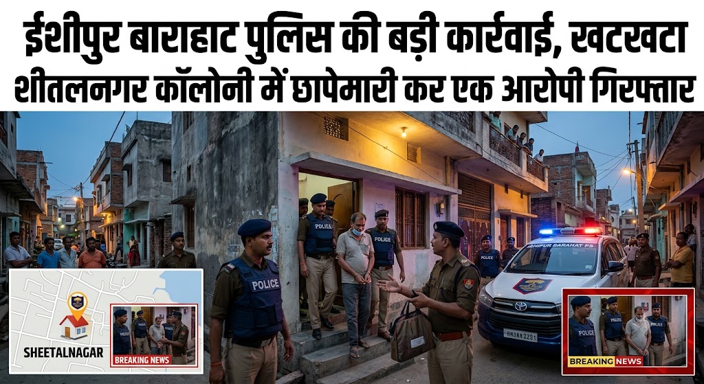 ईशीपुर बाराहाट पुलिस की बड़ी कार्रवाई, खटखटा शीतलनगर कॉलोनी में छापेमारी कर एक आरोपी गिरफ्तार