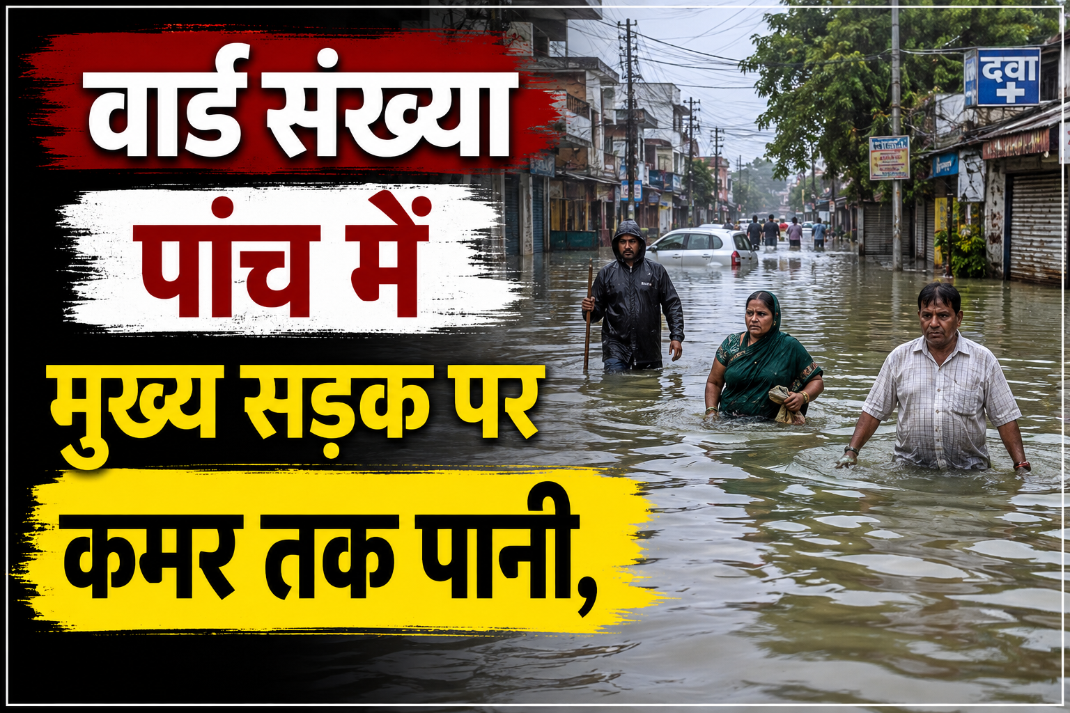 Waist-Deep Water Flows on Main Road in Ward No. 5, Floodwater Reaches Homes Normal Life Disrupted as Main Road Is Submerged; Residents Rely on Boats and Alternative Means of Transport