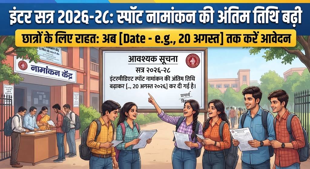 इंटर सत्र 2026-28 के लिए स्पॉट नामांकन की अंतिम तिथि बढ़ी; अब छात्र 11 अगस्त तक ले सकेंगे दाखिला, शिक्षण संस्थानों को पोर्टल पर विवरण अपडेट करने का निर्देश