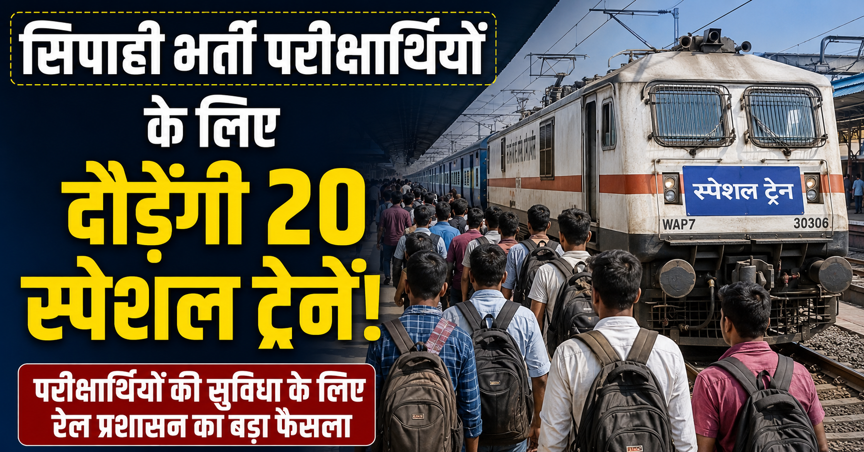 सिपाही भर्ती परीक्षार्थियों के लिए दौड़ेंगी 20 स्पेशल ट्रेनें!