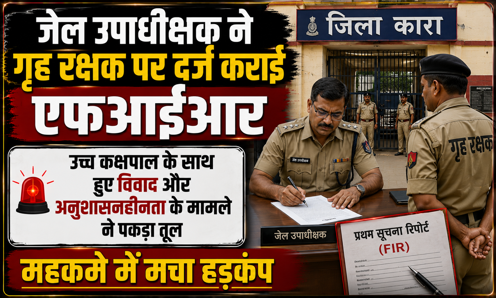 जेल उपाधीक्षक ने गृह रक्षक पर दर्ज कराई एफआईआर; उच्च कक्षपाल के साथ हुए विवाद और अनुशासनहीनता के मामले ने पकड़ा तूल, महकमे में मचा हड़कंप