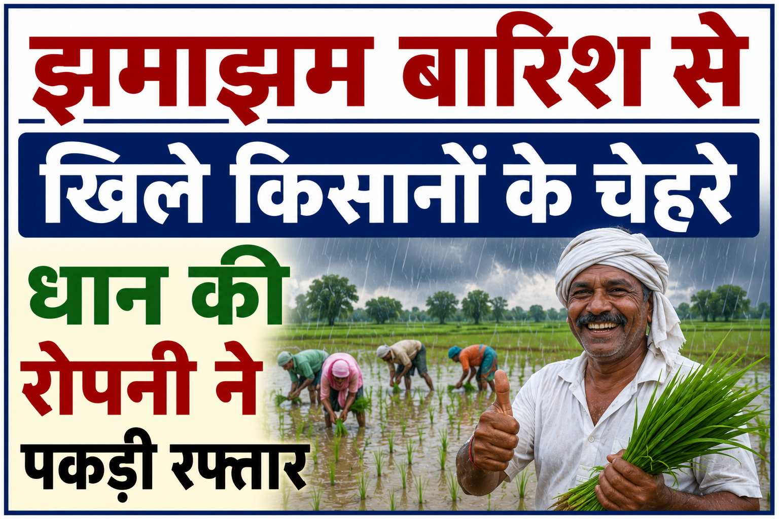 झमाझम बारिश से खिले किसानों के चेहरे, धान की रोपनी ने पकड़ी रफ्तार