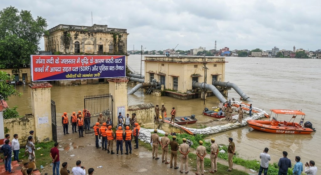 गंगा नदी के जलस्तर में हो रही वृद्धि के कारण बरारी वाटर वर्क्स में तैनात किए गए अस्थायी मोटर पंपों को सुरक्षित ऊपर लाने का कार्य युद्धस्तर पर जारी;