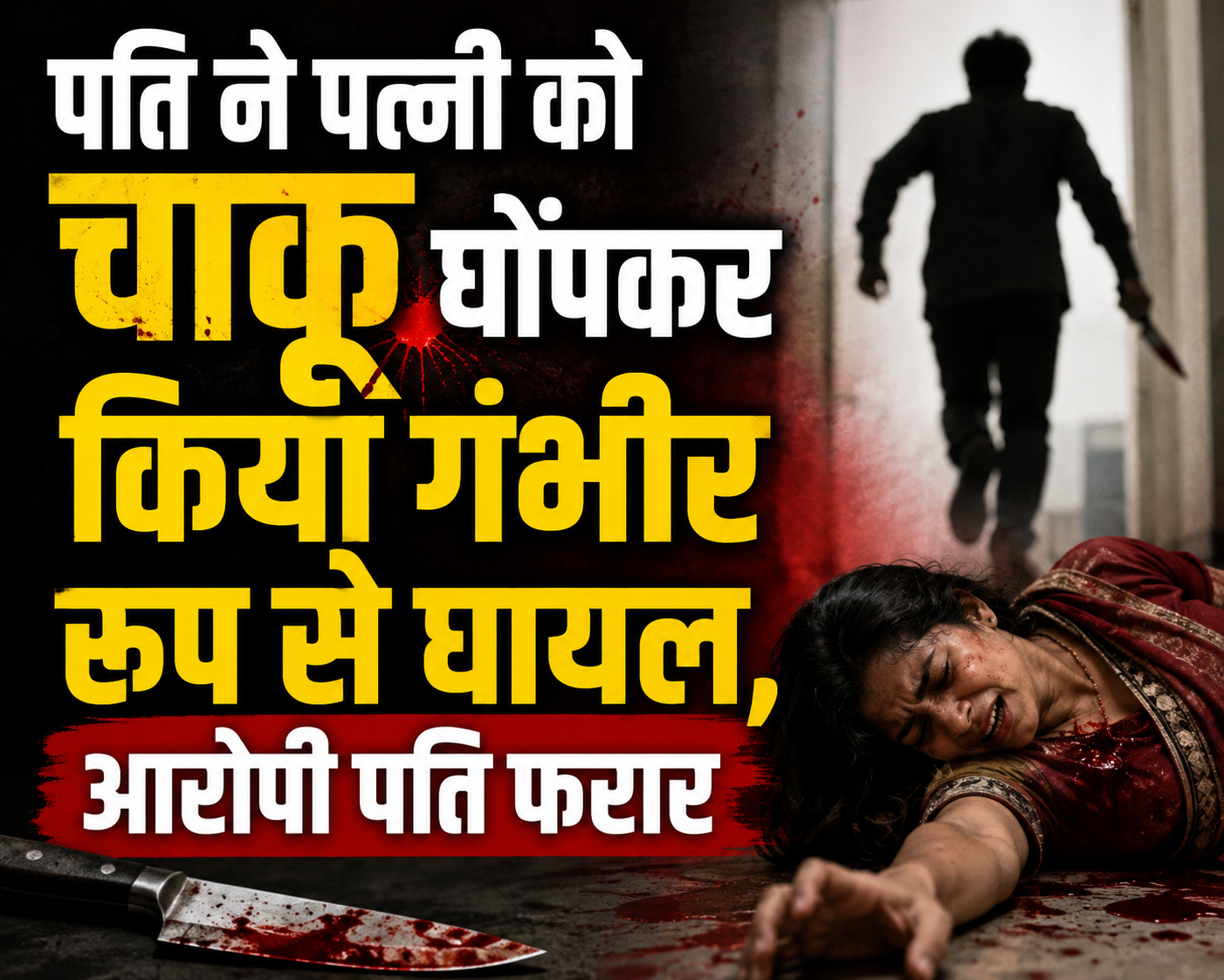 पति ने पत्नी को चाकू घोंपकर किया गंभीर रूप से घायल, आरोपी पति फरार