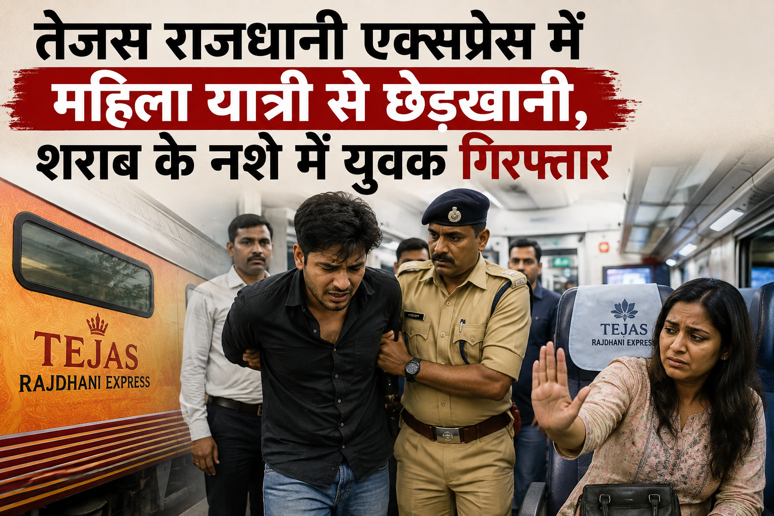तेजस राजधानी एक्सप्रेस में महिला यात्री से छेड़खानी, शराब के नशे में युवक गिरफ्तार
