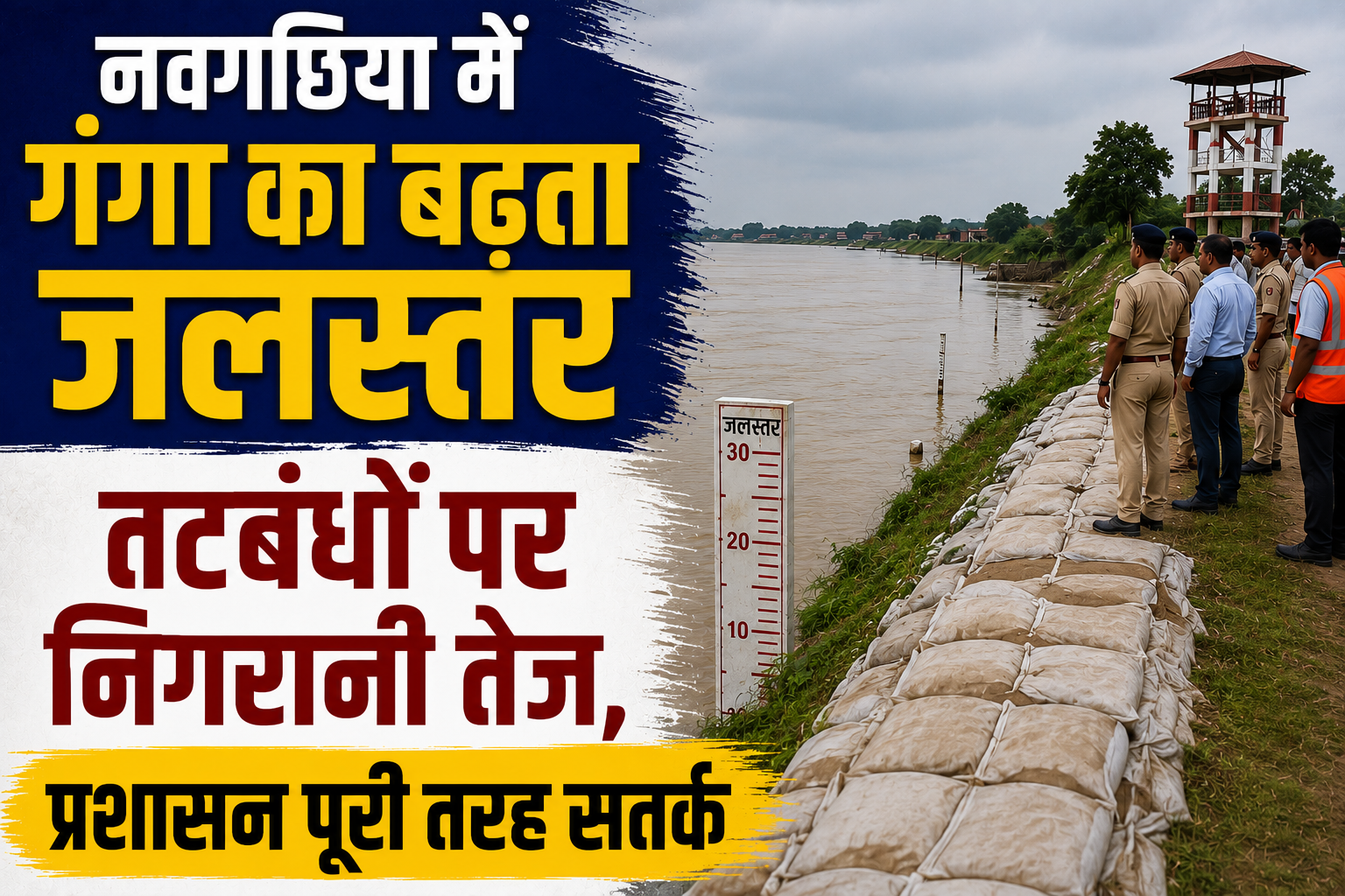 नवगछिया में गंगा का बढ़ता जलस्तर तटबंधों पर निगरानी तेज, प्रशासन पूरी तरह सतर्क