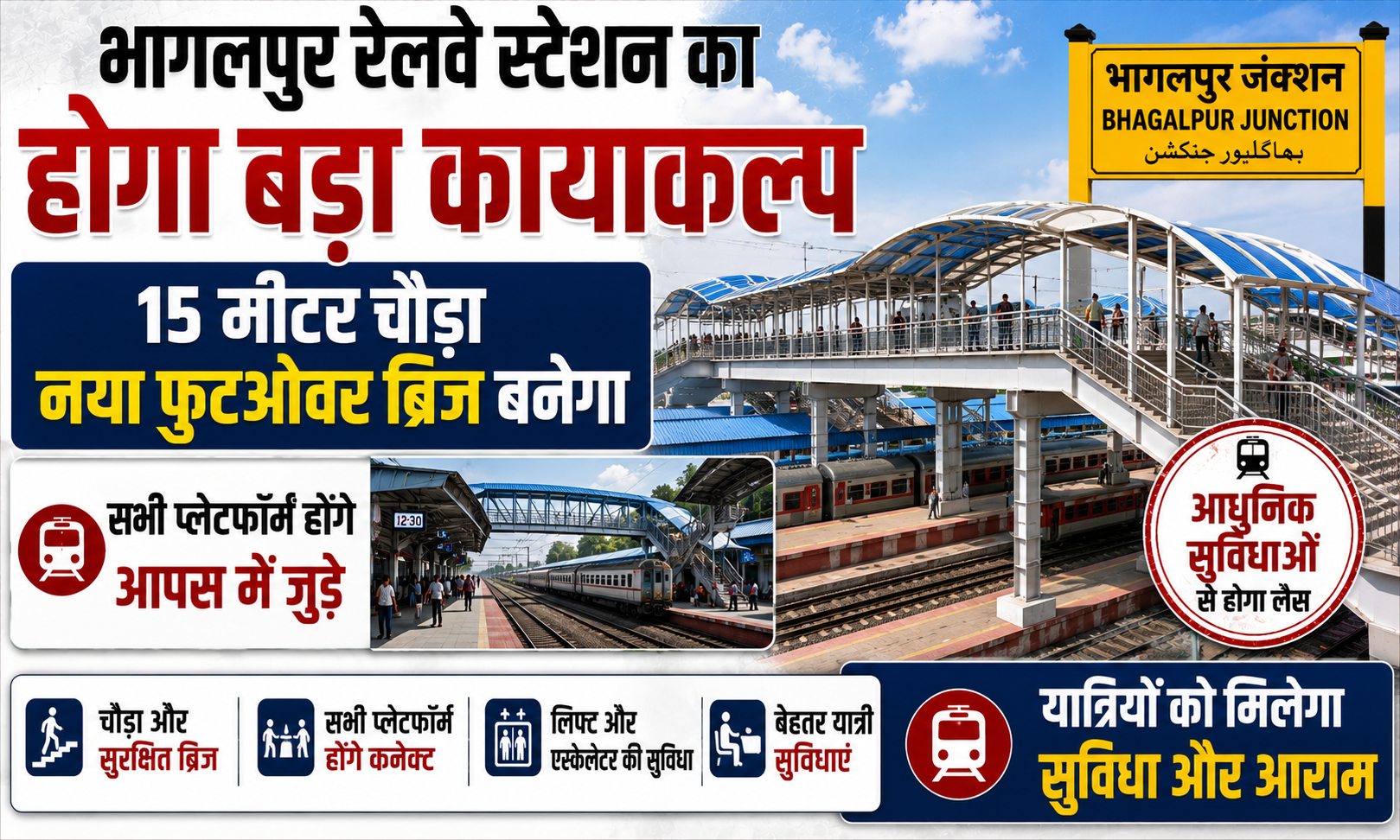New 15-Meter-Wide Foot Over Bridge to Connect All Platforms
