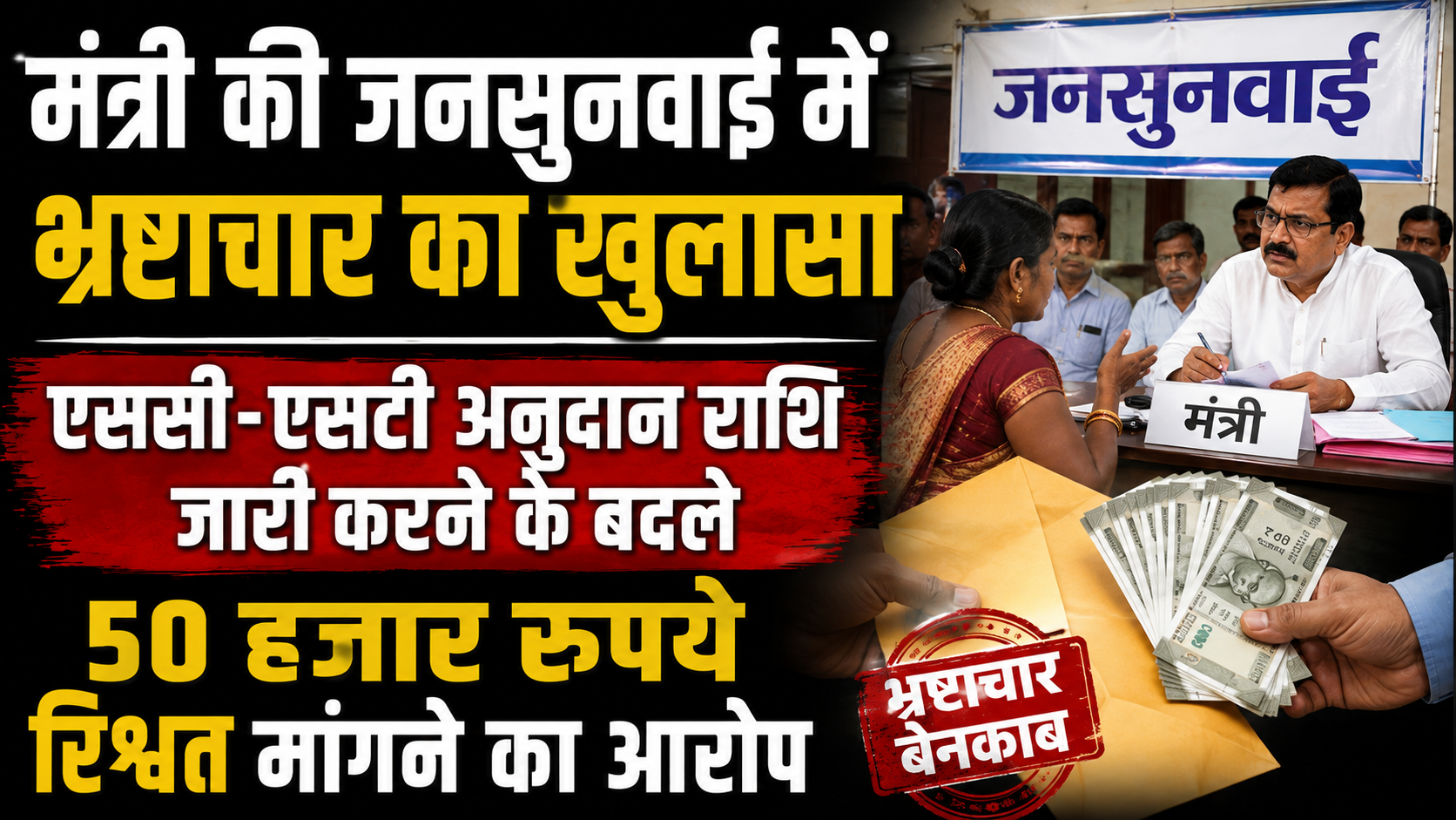 मंत्री की जनसुनवाई में भ्रष्टाचार का खुलासा, एससी-एसटी अनुदान राशि जारी करने के बदले 50 हजार रुपये रिश्वत मांगने का आरोप