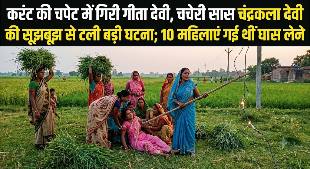 करंट की चपेट में गिरी गीता देवी, चचेरी सास चंद्रकला देवी की सूझबूझ से टली बड़ी घटना; 10 महिलाएं गई थीं घास लेने